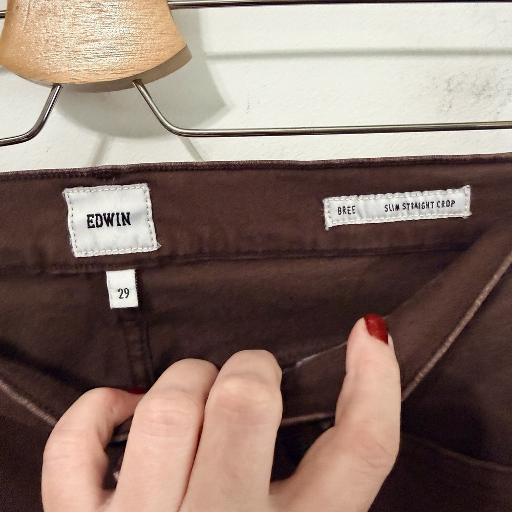 Edwin Bree Slim Straight Crop Jeans 29 Java Brown… - image 4